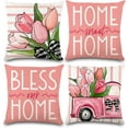 thumbnail image 1 of 4PCS Spring Pillow Covers 18x18 Inch Pink Flower Car Spring Throw Pillow Covers Sweet Home Spring Pillow Covers Decor Cushion Cases for Farmhouse Holiday Home Couch Sofa, 1 of 6