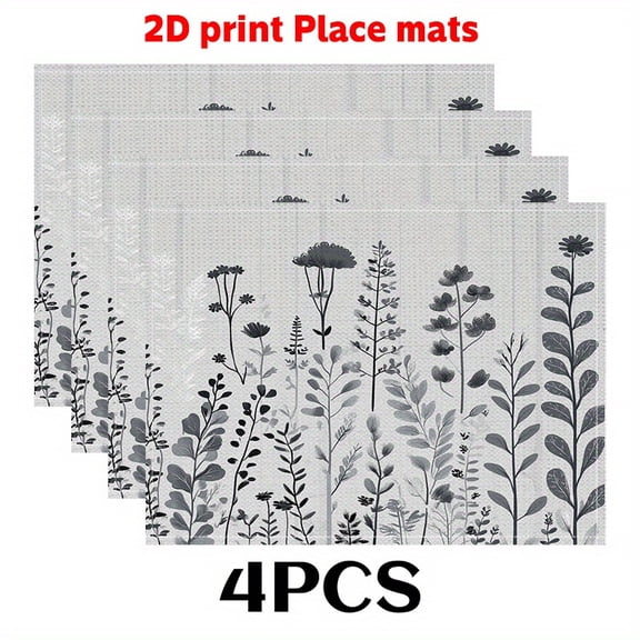 4PCS Spring-Themed Placemats with a Floral Design,fashion print pattern table mat, for dining table, kitchen, party, indoor, holiday, dinner parties and home decor (table mats) 12x18 Inch