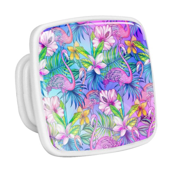 4PCS Square Cabinet Fluorescence Knob Glowing in the Dark Furniture Drawer Pulls Handle with Screws Flamingo