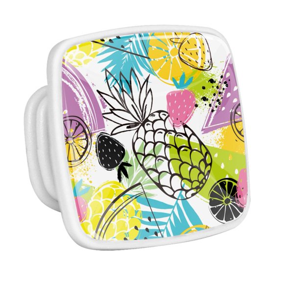 4PCS Square Cabinet Fluorescence Knob Glowing in the Dark Furniture Drawer Pulls Handle with Screws Pineapple