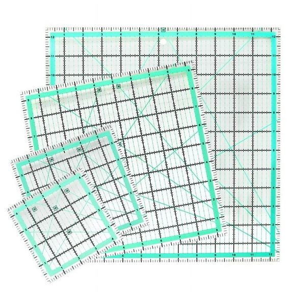 4PCS Square Quilting Ruler (12.5/9.5/6/4.5Inch) Sewing Acrylic Ruler Anti-Slip Ruler DIY Quilting Tools