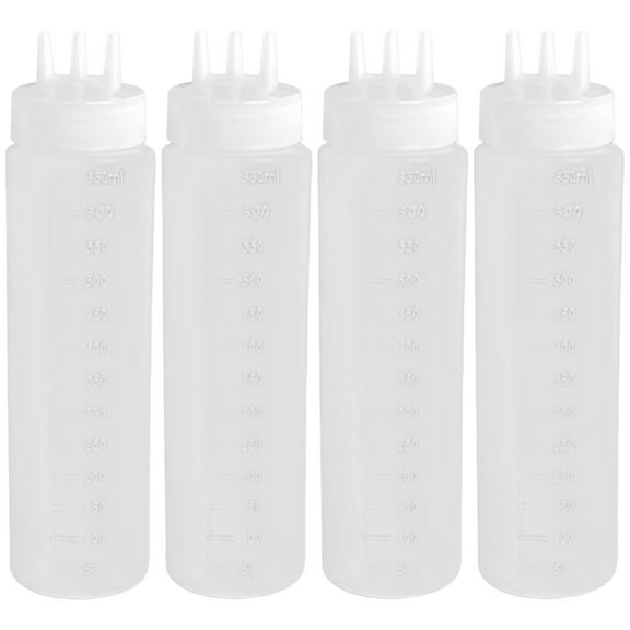 4PCS Squeeze Bottles for Sauces, 22 oz/650 ml, Condiment Squeeze Bottles, PE Material, Easy Twist Cap, Portable Design, 9.45" in Height
