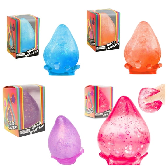 4PCS Squishy Drop Stress Balls for Adults Drop Malt Sugar Balls, 3.25"Fidget Toys for Classroom Prize Toys Pink Purple Blue Orange