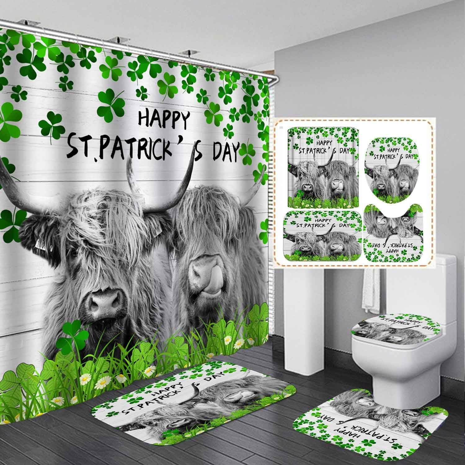 Leprechaun St Patrick's Day Pattern Print Bathroom Shower Curtain