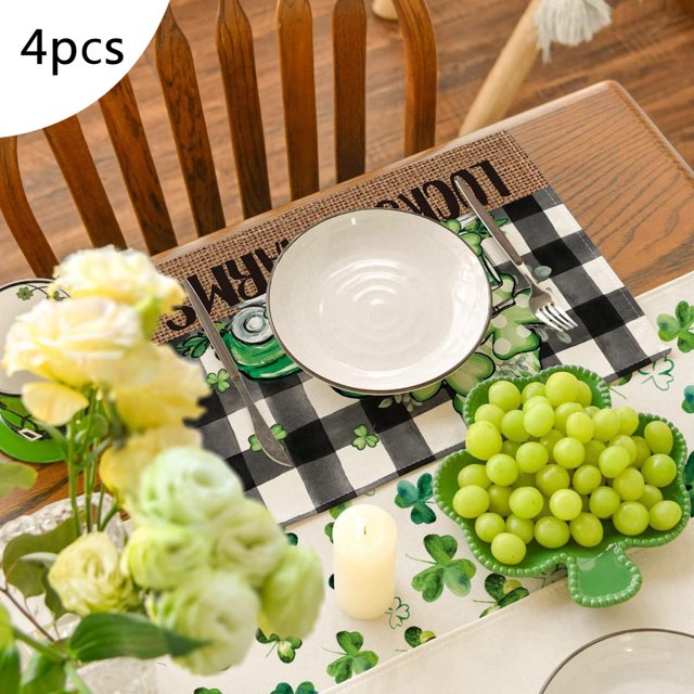 4PCS St. Patrick's Day Table Decoration Napkins Kitchen Insulated Stain