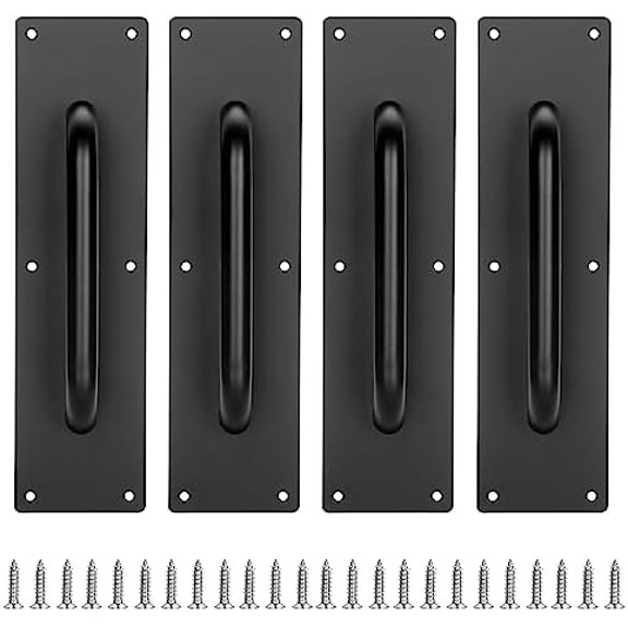 4PCS Stainess Steel Door Push Plates,Sturdy Door Handle Plates with Screws,Solid Door Pulls for Home Office Public Commercial Places,Black