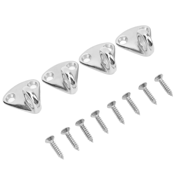 4PCS Stainless Steel Boat Fender Hooks Marine Ring Eye Hooks Pad Plate Set for Docking & Ropes