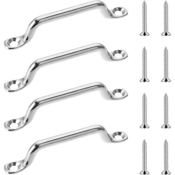 4PCS Stainless Steel Footman Loop, Bimini Top Strap Footman Loop Pad Eye with Flat Head Tapping Screws for Kayak Boat Hanging Shade Sails Canoe Rigging Deck Loops Tie Down Anchor Corvette Buggy