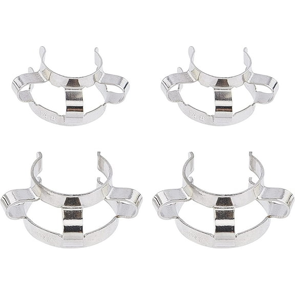 4PCS Stainless Steel Keck Clip Metal Clip Keck Clamp Metal Joint Clip for Glass Ground Joint Glass Taper Joints for Laboratory Connector Mixed Shapes Silver