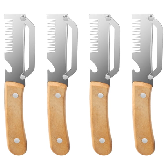 4PCS Stainless Steel Kitchen Peeler with Nonslip Wood Handle Multifunctional Vegetable Peeler Kitchen Tool for Fruit and Vegetable