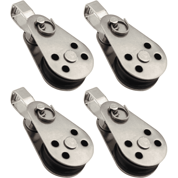 4PCS Stainless Steel Nylon Marine Pulley,Pulley Block Rope Rope Runner Kayak Pulley Single Pulley Bearing Block Rope Runner,Suitable for 0.08" to 0.32" Ropes,for Sailboats,Yachts,Ship Pulleys