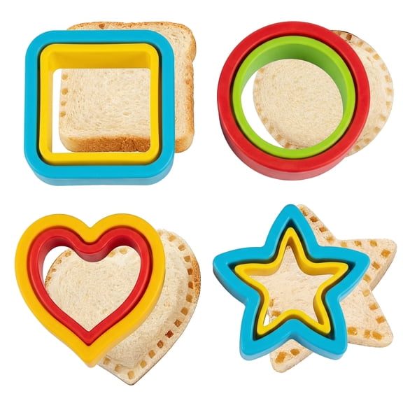4PCS Stainless Steel Sandwich Cutter & Sealer Set, Kids Lunch Bread Decruster, DIY Fruit Cookie Molds for Boys Girls