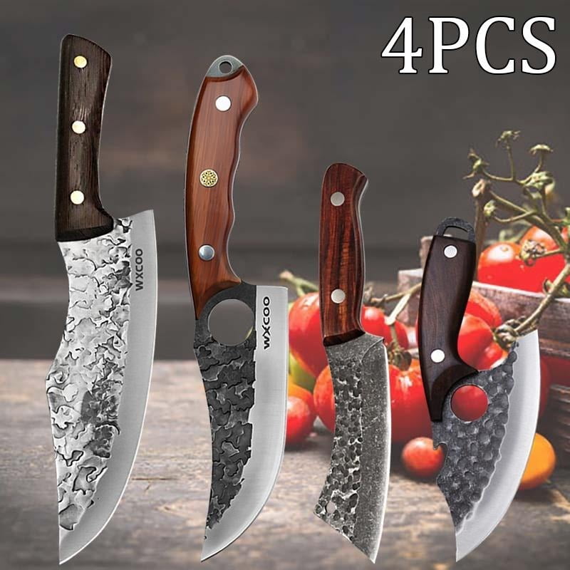 4PCS Stainless Steel Set of Kitchen Knives Sharp Sashimi Knife Professional Multipurpose Knife Camping Knife Utility Knife Beef Knife Fish Knife Fruit Knife Unique Knives Gifts for Men Household