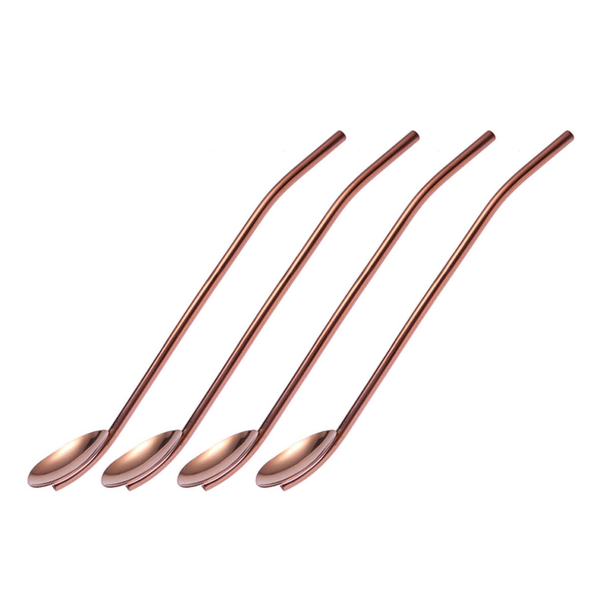 4PCS Stainless Steel Spoon Straws Reusable Drinking Spoon Straws For