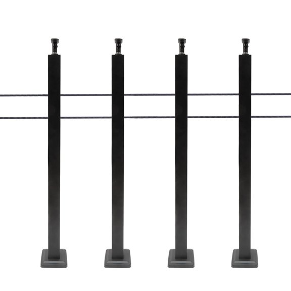 4PCS Stainless Steel Steel Deck Post, Black Cable Railing Post, Drilled Railing Line Handrail Post with Top Holder Brackets for Indoor Outdoor 36 * 2 * 2 Inch