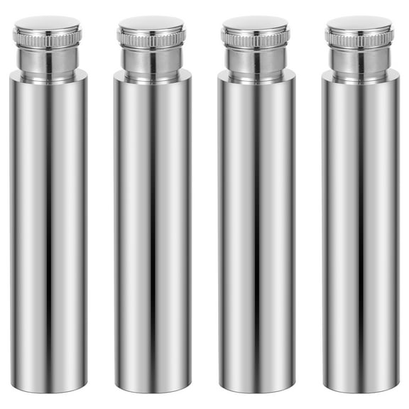 4PCS Stainless Steel Tube Hip Flask Mini Liquor Flask for Whiskey Storage 30ML Pocket Drinking Tubular Bottle for Camping Trip