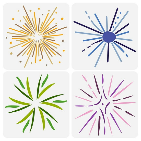 4PCS Starburst Painting Stencils 11.8x11.8 inch Large Nordic Snowflake Drawing Template Decorative Star Pattern Stencil for Painting Star