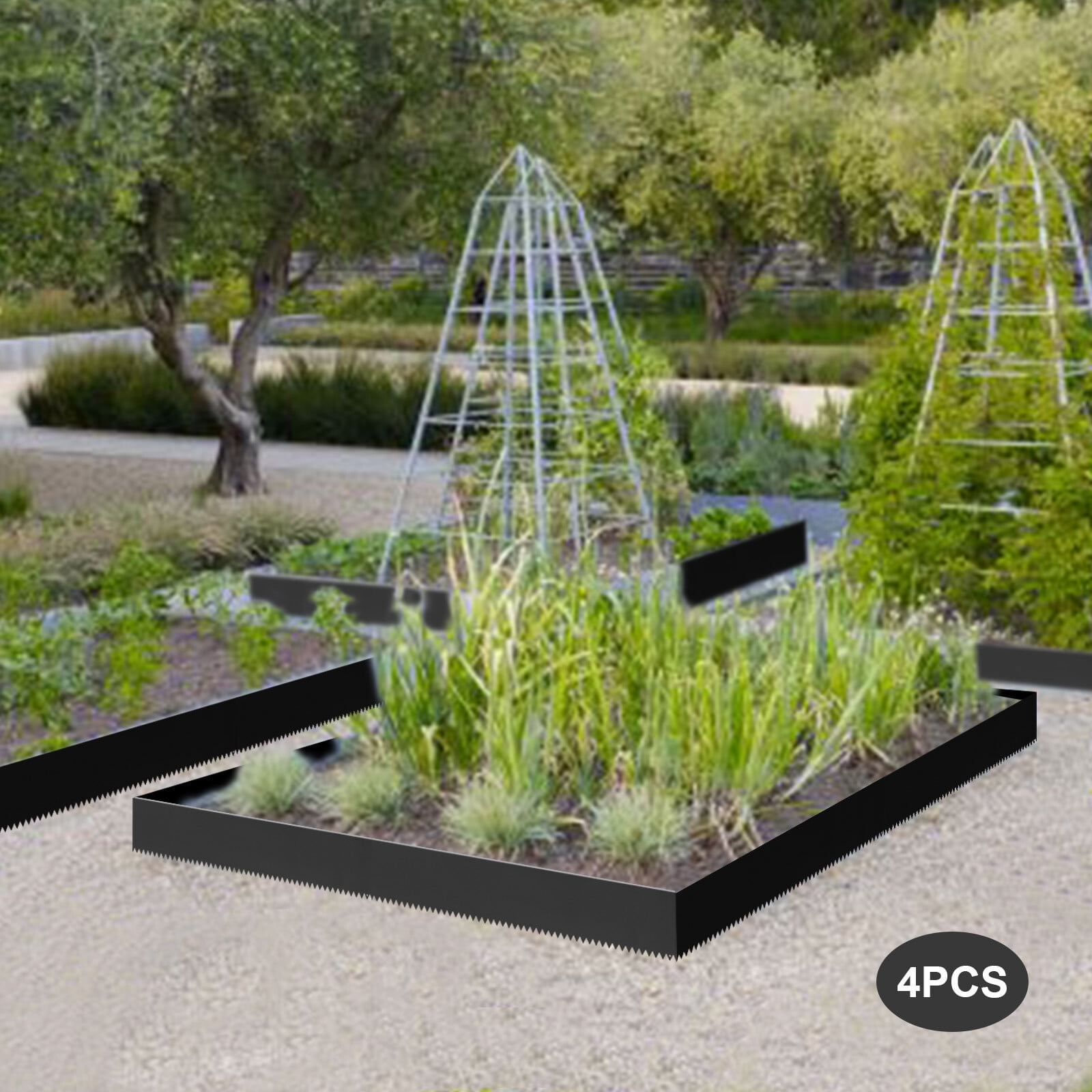 4PCS Steel Landscape Edging 40 x 8 Inch, Landscape Edging Border, 13ft Total Length Metal Landscape Edging, Black Lawn Edge for Garden Yard