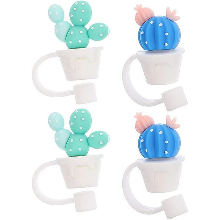 4pcs Straw Cover Cap Straw Tips Cover Cartoon Silicone Drinking Straw Caps Reusable Straw Tips Straw Covers for Straws Cups Decoration