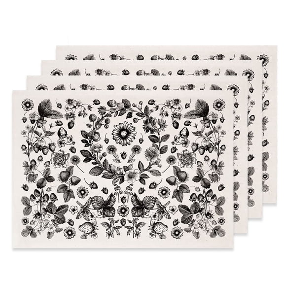 4PCS Strawberry Underglaze Paper Transfer Flowers Plant Transfer Paper
