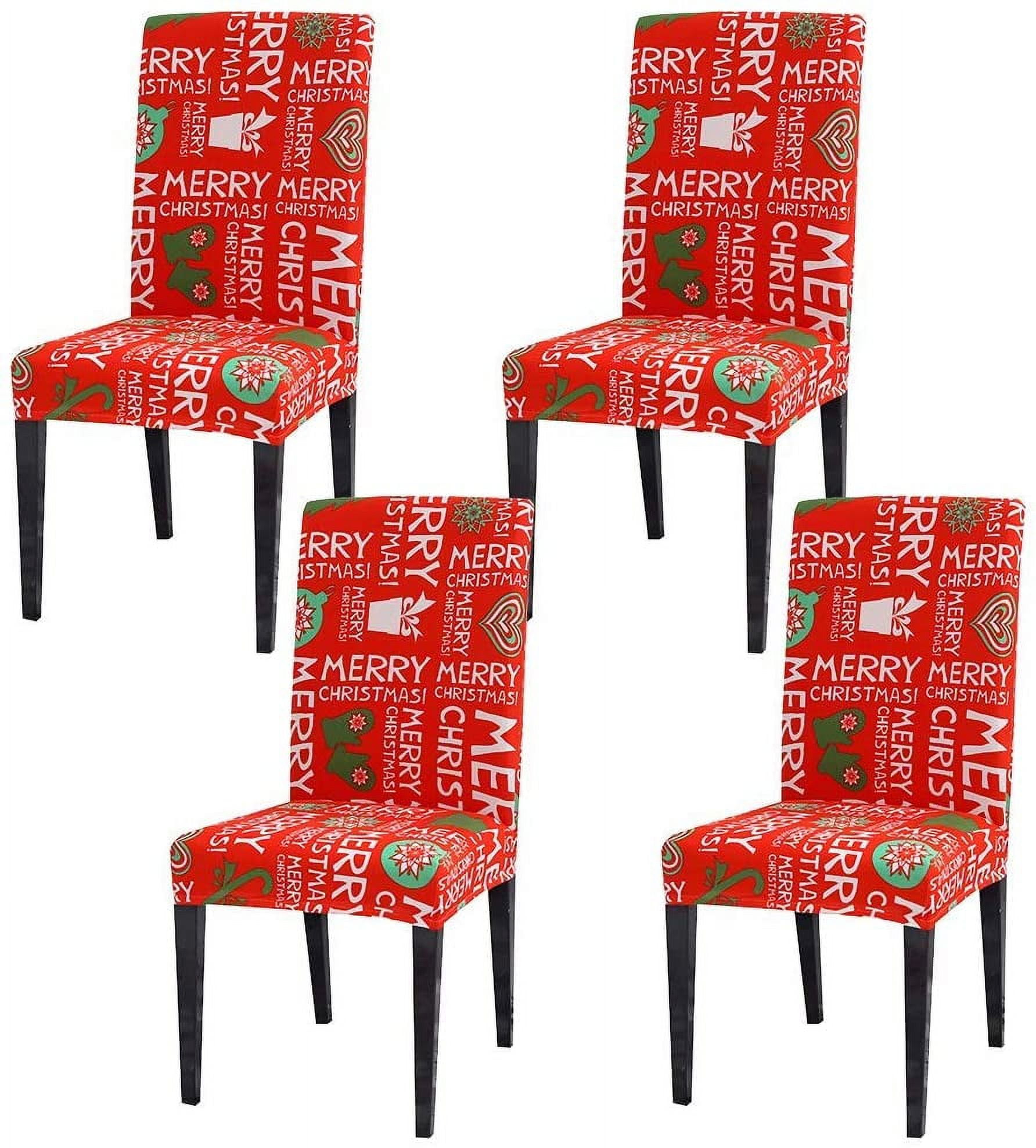 4PCS Stretch Removable Washable Dining Room Chair Protector Slipcovers