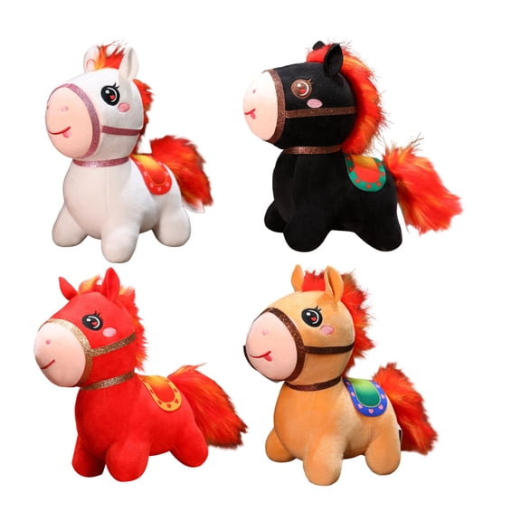 4PCS Stuffed Plush Horse Doll Companion Doll for Chinese New Year Home Decoration and Festival Shelf Desk Display