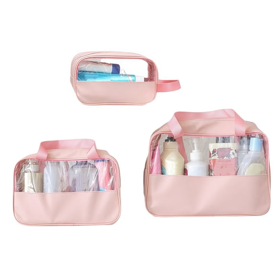 4PCS Stylish Pink Bathroom Bag Set Three Travel And Daily Use