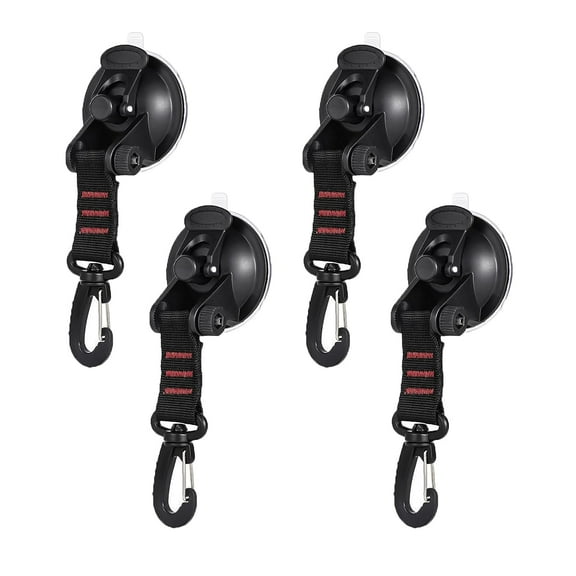 4PCS Suction Cup Heavy Duty Anchor 360 Degree Swivel Hook Window Multipurpose Camping Sucker Cups for Home, Workshop, Car, Van Truck, Boat, etc.
