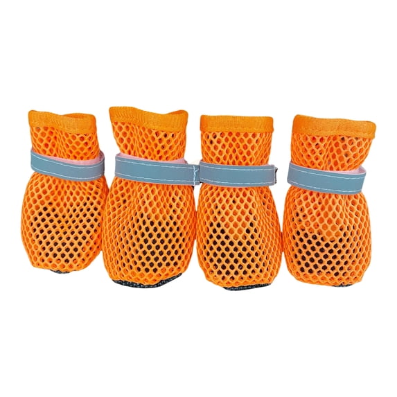 4PCS Summer Dog Shoes for Hot Pavement, Breathable Mesh Dog Boots with Reflective Adjustable Non Slip Paw Protectors for Small Dogs
