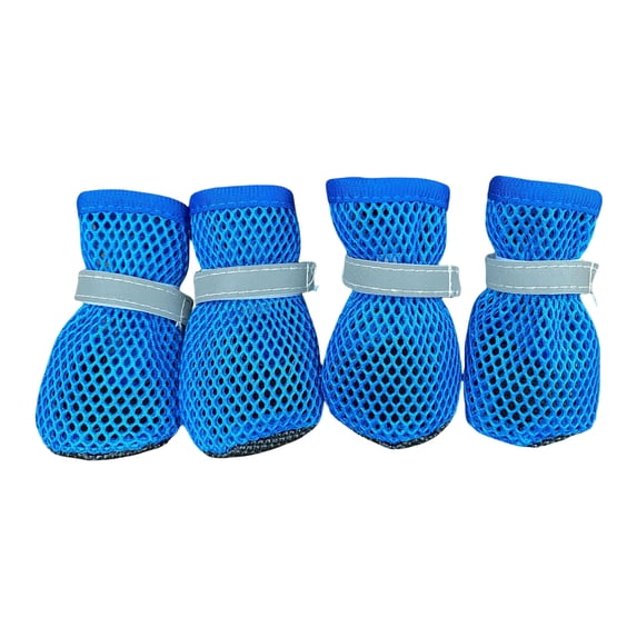 4PCS Summer Dog Shoes for Hot Pavement, Breathable Mesh Dog Boots with Reflective Adjustable Non Slip Paw Protectors for Small Dogs