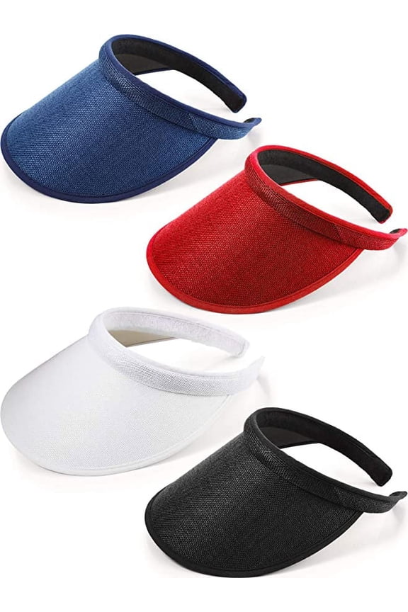 4PCS Sun Visor Adjustable UV Protection Hat Brim Clips Wide Brim Visor Caps Tanning Bed Face Protection Hat for Women Men Golf Tennis Baseball