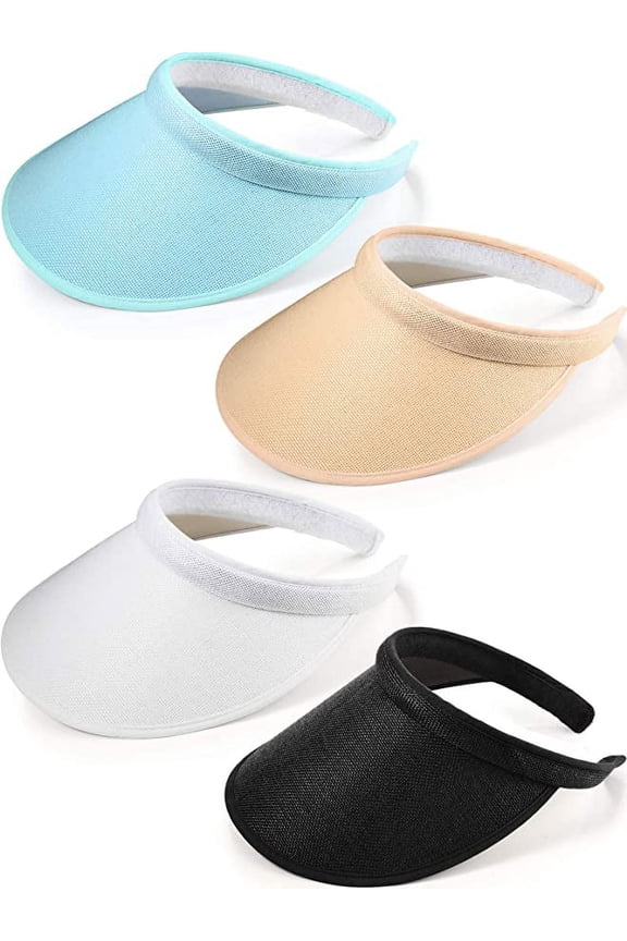 4PCS Sun Visor Adjustable UV Protection Hat Brim Clips Wide Brim Visor Caps Tanning Bed Face Protection Hat for Women Men Golf Tennis Baseball