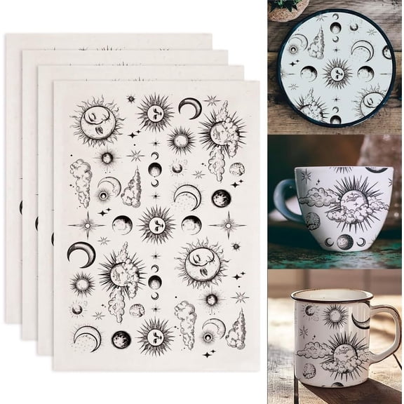 4PCS Sun and Moon Phases Underglaze Transfers