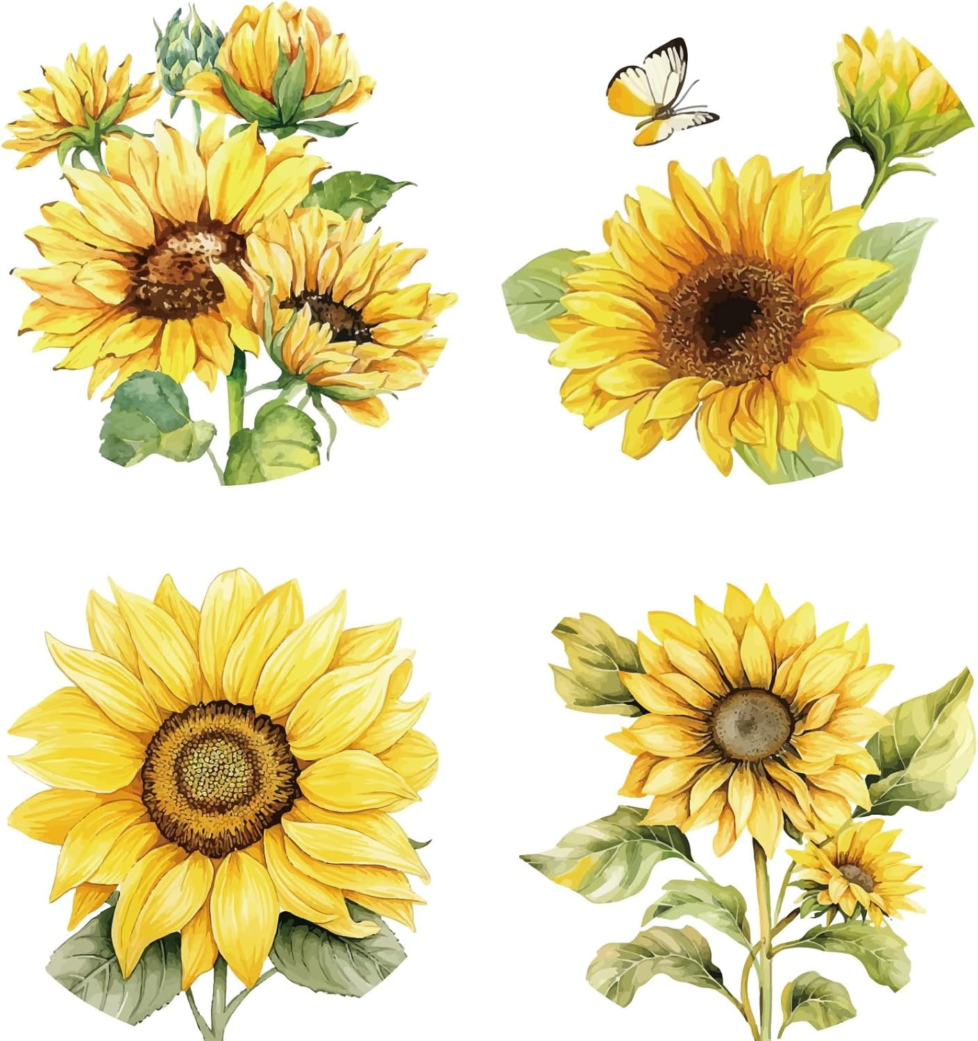 3 Pack Sunflower Window Clings - Reusable Static Decals For Bird Collision Prevention - 10 Inch Vinyl Decor For Home, Office