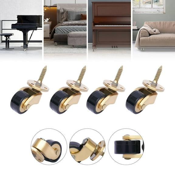 4PCS Swivel Plate Castors Universal Wheel Roller Table Chair Sofa Piano Rubber Brass Swivel Plate Castors Metal Industrial Wheel 4PCS Table Chair Heavy Duty Caster Wheels Universal Furniture Caster