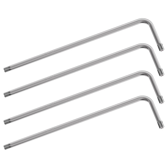 4PCS T10 Long Tamper Proof Torx Hex Key Bit Wrench, Anti Tamper Star Screwdriver Security Bit Torque Repair Tool L-Shape Nickel Plated CRV Steel, Extra Long Arm
