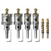 4PCS TCT Hole Saw Drill Bit Set, Tungsten Carbide Tipped Hole Saw Set for Stainless Steel Hard Metal Plastic Wood