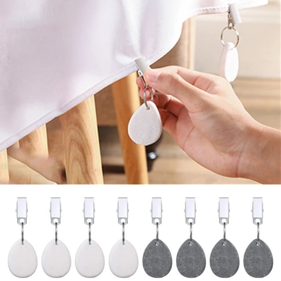 4PCS Tablecloth Weights Outdoor Table Cloth Weights Teardrop Shape Pendant Stones with Metal Clips Marble Table Cover Weights