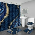 thumbnail image 1 of 4PCS Teal Blue Gold Marble Bathroom Sets with Shower Curtain and Rugs, Abstract Gold Shower Curtain Sets with Rugs for Bathroom, Modern Bathroom Curtains Shower Set Accessories, 1 of 6