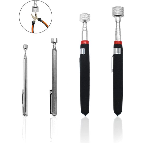4PCS Magnetic Pickup Tool,Telescoping Magnet,Magnet StickMade From Aluminum Alloy,Anti-Slip,Oil-Resistant Handles,For Grab Nails,Pieces,Cabinets,Automobile Parts,Work Benches,Sewing Machine