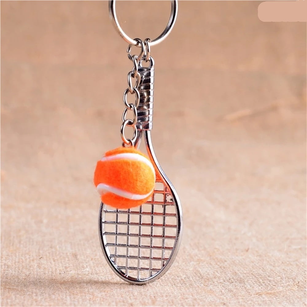 4PCS Tennis Racket Keychain - Cute Sport Mini Keychain 6 Color Pendant ...