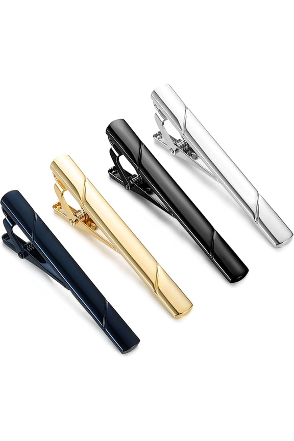 4PCS Tie Clips for Men Tie Bar Clip Set for Regular Ties Necktie Wedding Business Clips