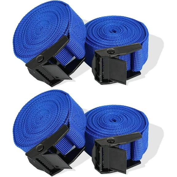 4PCS Tie Down Straps, Heavy Duty Lashing Straps Adjustable Cam Buckle Tie-Down Straps for Motorcycle, Cargo, Trucks,Trailer,Luggage - 3.3' x 1" Blue