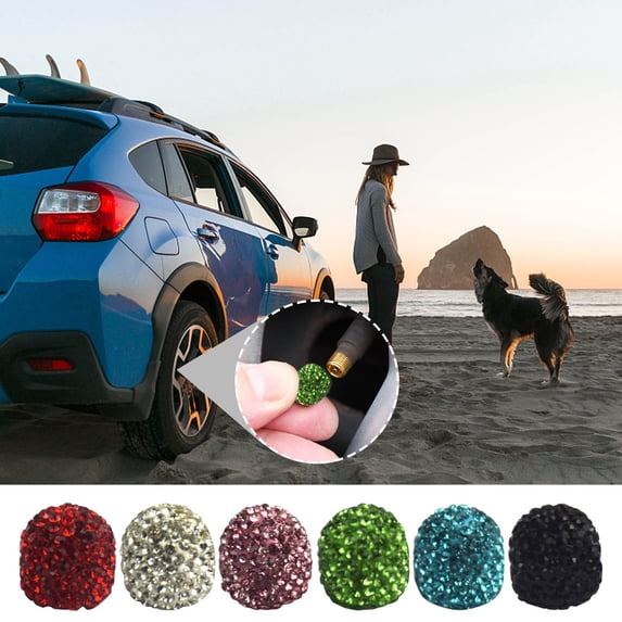 4PCS Tire Caps, Car Wheel Tire Covers, Waterproof Dustproof Tire Air s Cap, Sparkling Elegant Car Accessories Universal for Cars, Bike