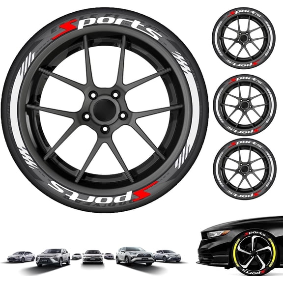 4PCS Tire Lettering Decals Raised 3D Style Waterproof Wheel Stickers Universal Fit for Car SUV Truck Motorcycle, Sporty Exterior Rim Decoration Accessories DIY Auto Tire Letter Kit (E)