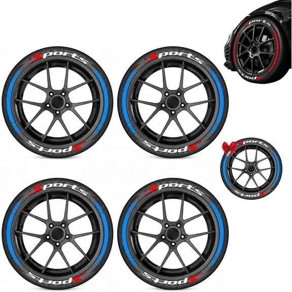4PCS Tire Lettering Stickers, Car Tire Waterproof Universal Stickers, Wheel Decals, Motorcycle Auto Exterior Accessories, Raised Sport Lettering Set for SUV Sedan Truck Rim Decor Aufkleber (Blue)
