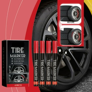 4PCS Tire Marker Paint Pens for Car Tires Lettering Premium Professional Oil Based Ink Waterproof Quick Drying Non-Fading Permanent Markers