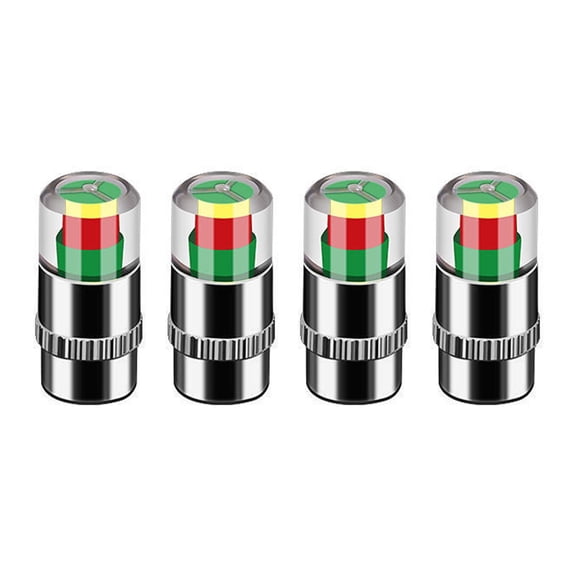 4PCS Tire Pressure Monitor Valve Covers with 3-Color Alert, 2.4Bar Sensor Indicators for Car Truck SUV, Easy-to-Read Tire Safety Accessory