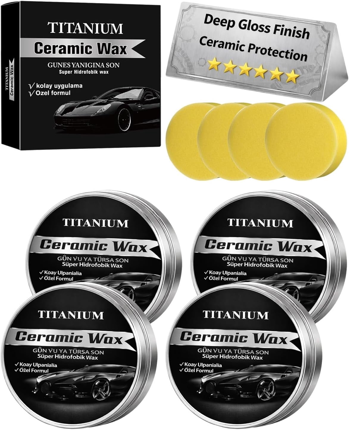 Color Titanium Scratch Repair 4PCS Titanium Ceramic Wax Cream Mirror Shine Car Scratch Repair Coating ...