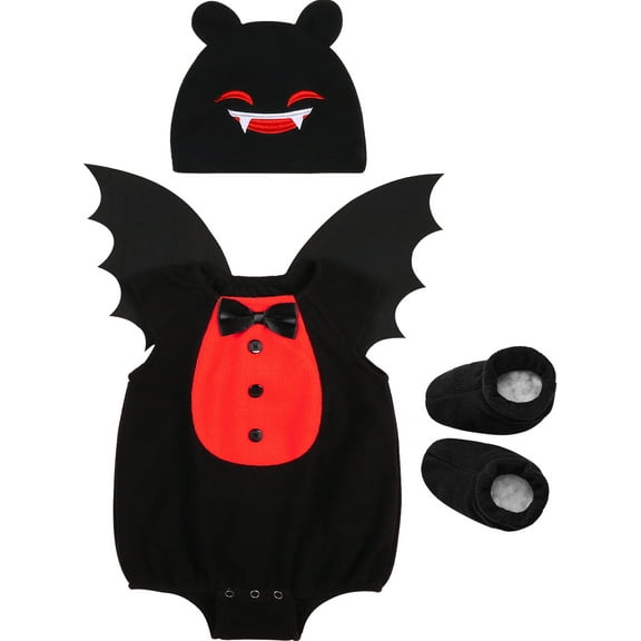 4PCS Toddler Baby Boys Girls Dress Up Costumes Cosplay Bat for Infant Halloween Party 0-2Y